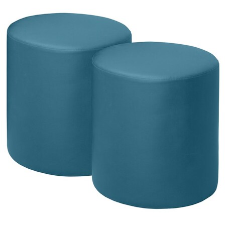 Regency Logan Round Vinyl Ottoman (Set of 2)- Peacock Teal N6262PT2PK